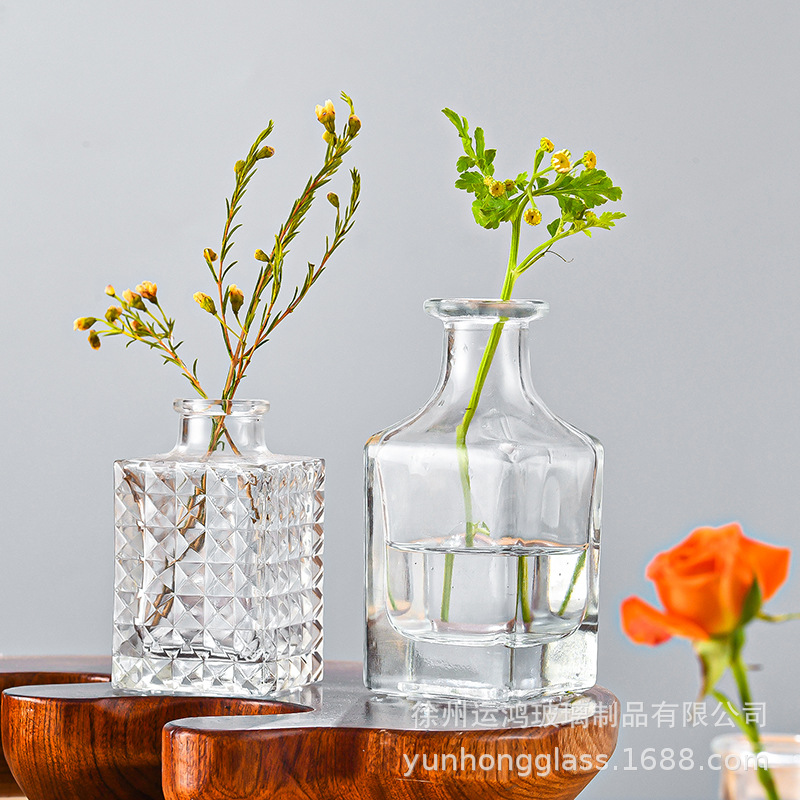 Nordic florero de cristal creativo simple florero decoración del hogar escritorio rábano verde planta hidropónica botella aromaterapia