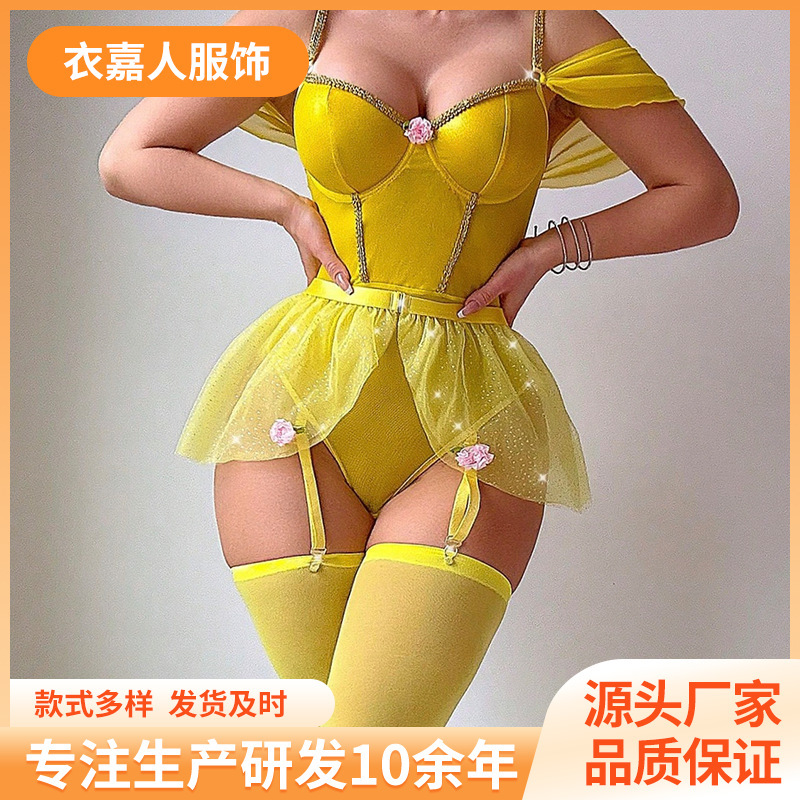 Cross-Border New Style Sexy Lingerie Short Skirt Set, Cherry Temptation Bow, Hot Style, Pure Desire Style, Niche Design