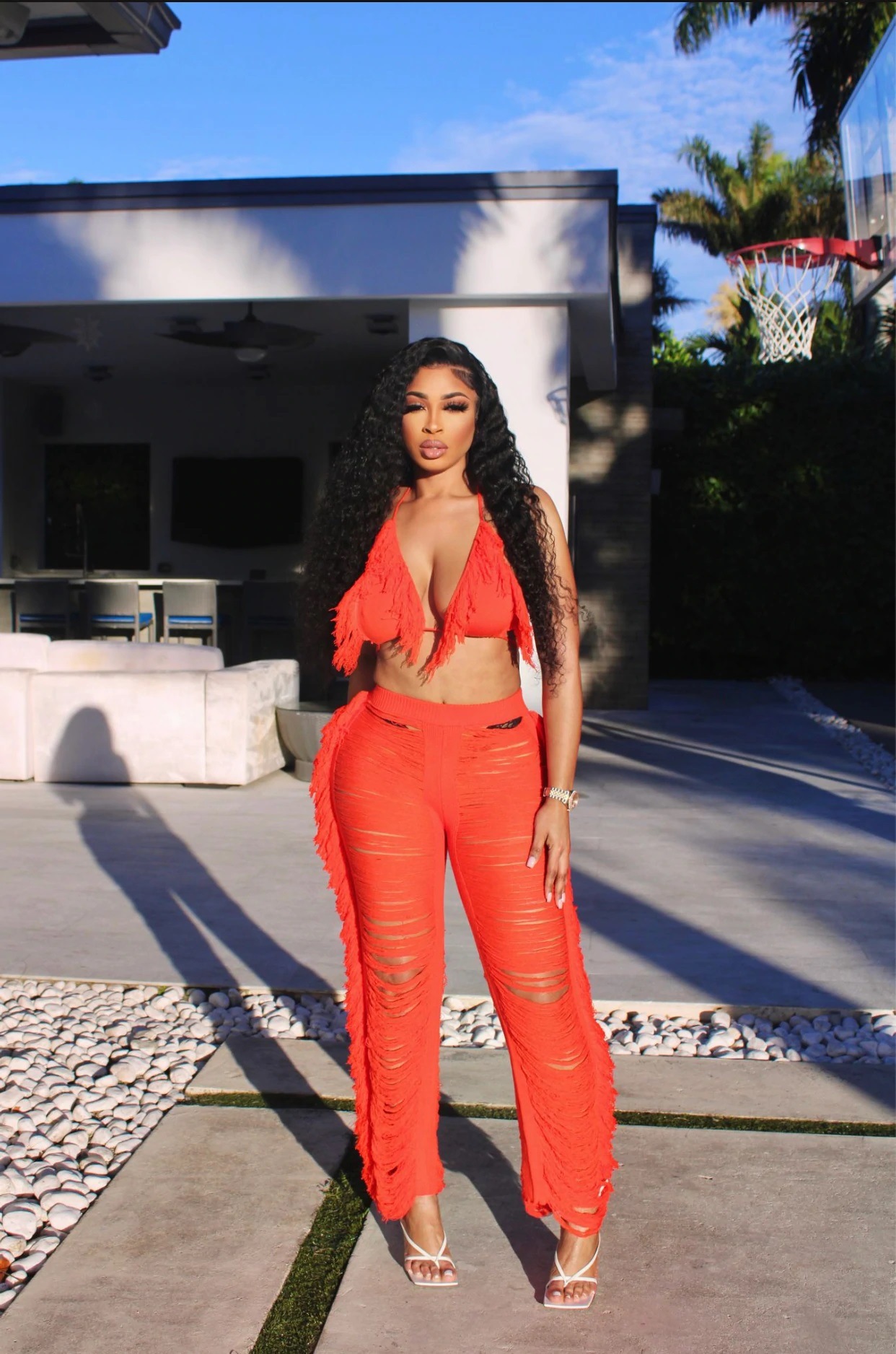 Women's Clothing summer new women's sexy tassel knitted pants suit_voghion.com