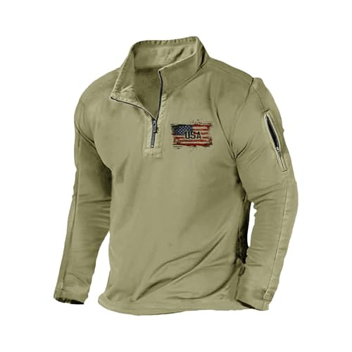 Primavera y otoño Comercio exterior más tamaño de los hombres al aire libre bolsillo con cremallera media cremallera cuello táctico de manga larga Camiseta suéter casual