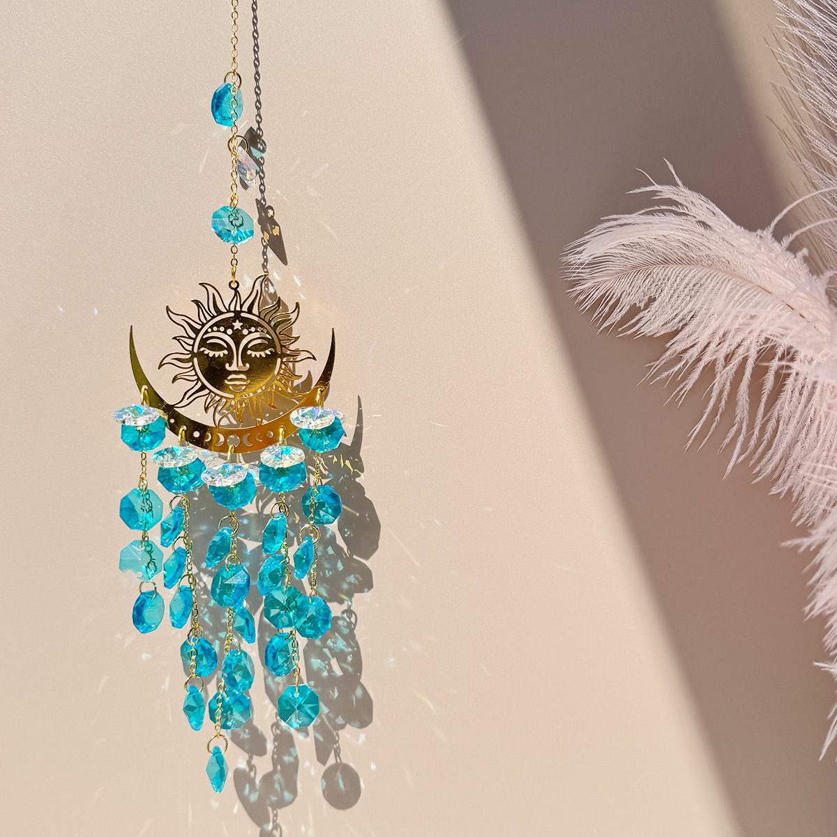 90g Weight Suncatcher, Wind Chime Home Textiles & Decor Type 1 Piece Quantity Housewarming, Graduation, Birthday Occasion Crystal Material Sun Pattern Simple Style Style Simple Style Sun Crystal Suncatcher Wind Chime Wall Art 8