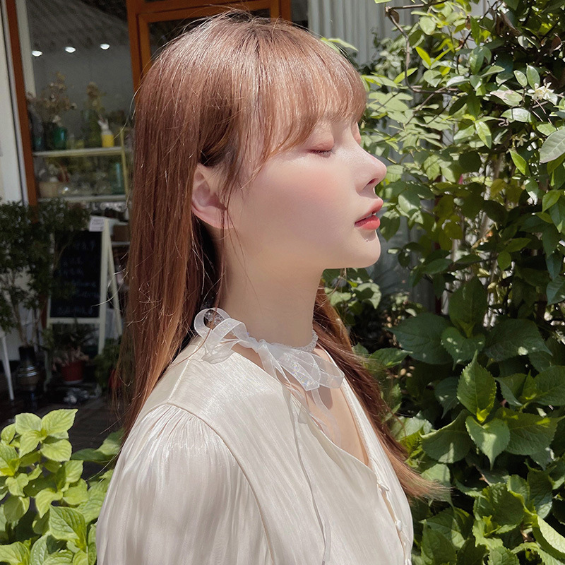 Dual-use Simple Crystal Mesh Necklace Chain Hair Belt Bow Sweet Fashion Tie Hair Belt Internet Red Hair Accessories