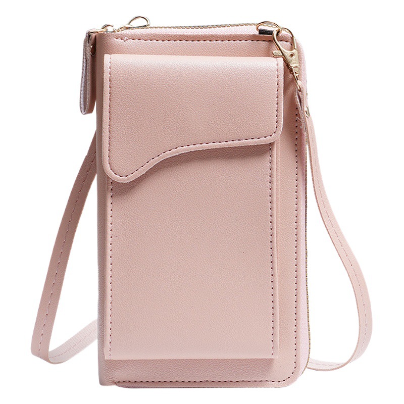 2023 simple nueva moda estilo coreano hombro mensajero bolsa de gran capacidad de las mujeres larga cartera color sólido teléfono bolsa