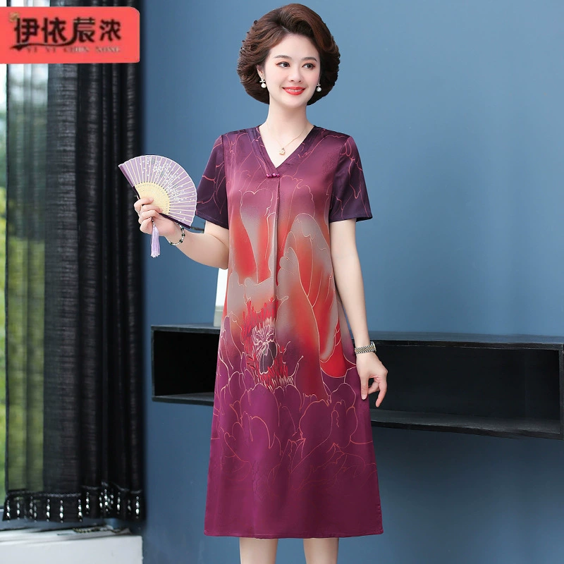 Мама летнее платье с короткими рукавами с V-образным вырезом