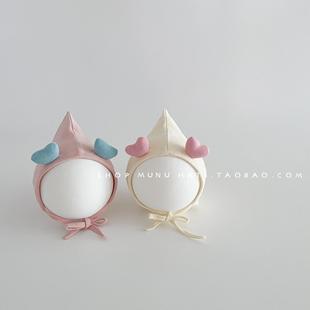 Baby hat South Korea spring and autumn Thin tire hat baby girl Autumn earmuffs cute super cute baby pullover hat