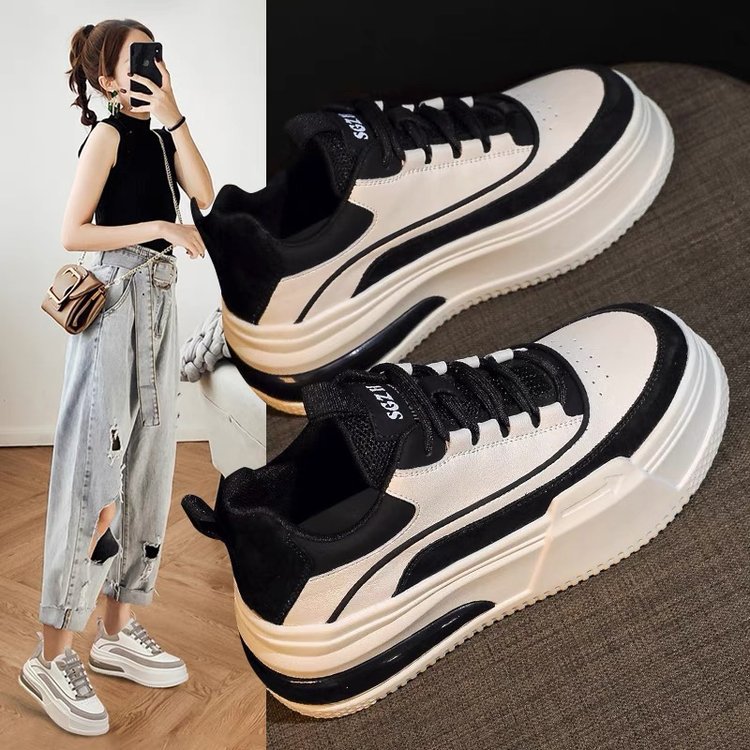 厚底小白鞋女增高休闲板鞋运动鞋2023年春季新款百搭学生老爹鞋子