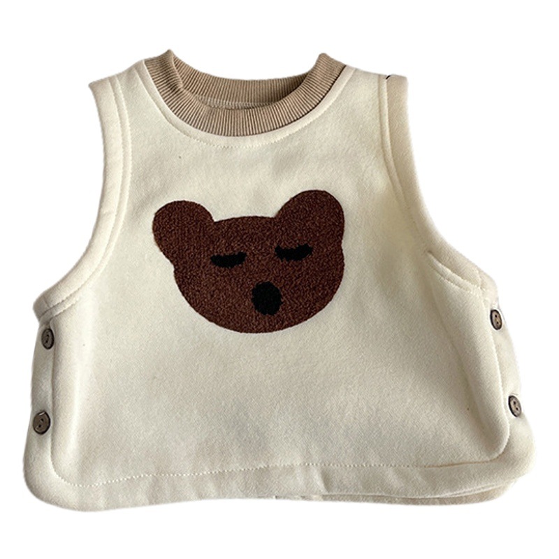 INS bebé Super lindo pequeño animal estilo coreano chaleco forrado de lana macho y hembra bebé Otoño e Invierno chaleco Chaleco de estilo occidental