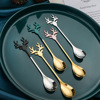 L Cross -border 304 stainless steel spoons cute coffee spoon dessert stir spoon Christmas style elk spoon gift box