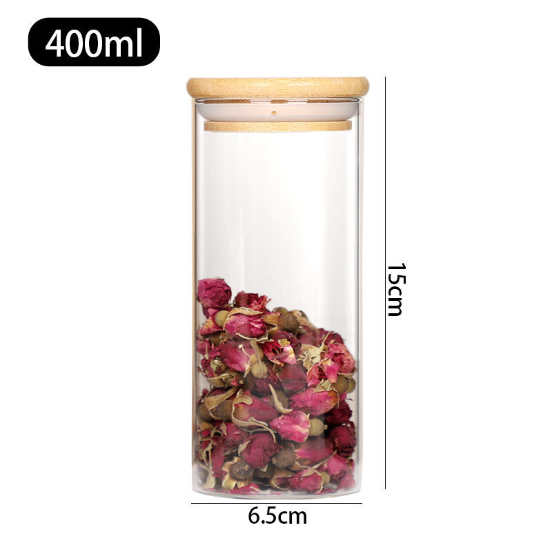 Tanque de sellado de vidrio transparente de alto borosilicato con tapa de granos granos granos de café lata de almacenamiento de vidrio lata de té impresa logotipo