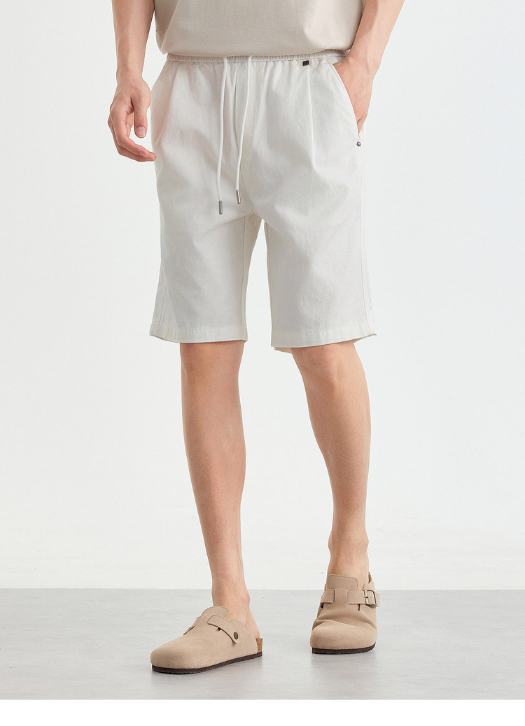 Quần short nam ống đứng dáng thẳng chất liệu cotton pha Lycra phong cách công sở — đen chi tiết 21