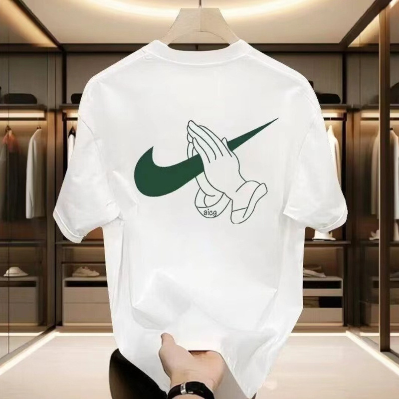 2026 Summer New Pure Cotton Short-Sleeved T-Shirt Men's Trendy Brand Loose Round Neck Printed Couple Tops Casual Hong Kong Style 2026 Summer New Pure Cotton Short-Sleeved T-Shirt Men's Trendy Brand Loose Round Neck Printed Couple Tops Casual Hong Kong Style
