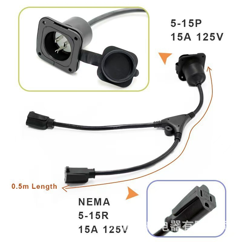 Heavy-Duty 20A Ac Port Plug Rv Coastal Power Inlet Plug with Dual 5-in-1 T-Type Blade Adapter