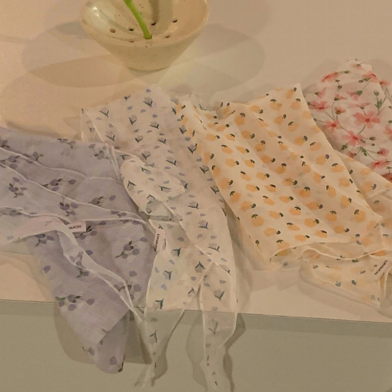 Fiestas de color bufandas de seda de flores cortadas correa de cabello para mujeres protector solar bufandas de playa de arena de sombra de sol nuevo tipo