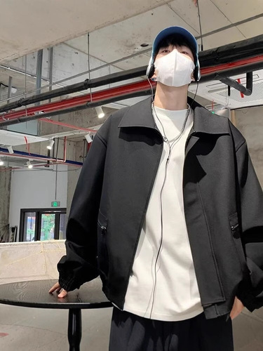 Japanese Retro Padded Jacket Men's Spring and Autumn Style Trendy Simple Casual Versatile Loose Workwear Long-Sleeve Top