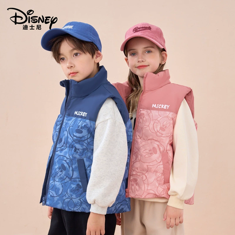 Детский пуховик Disney, белый утиный пух, детская осенне-зимняя одежда, детский жилет для мальчиков и девочек, утолщенный жилет