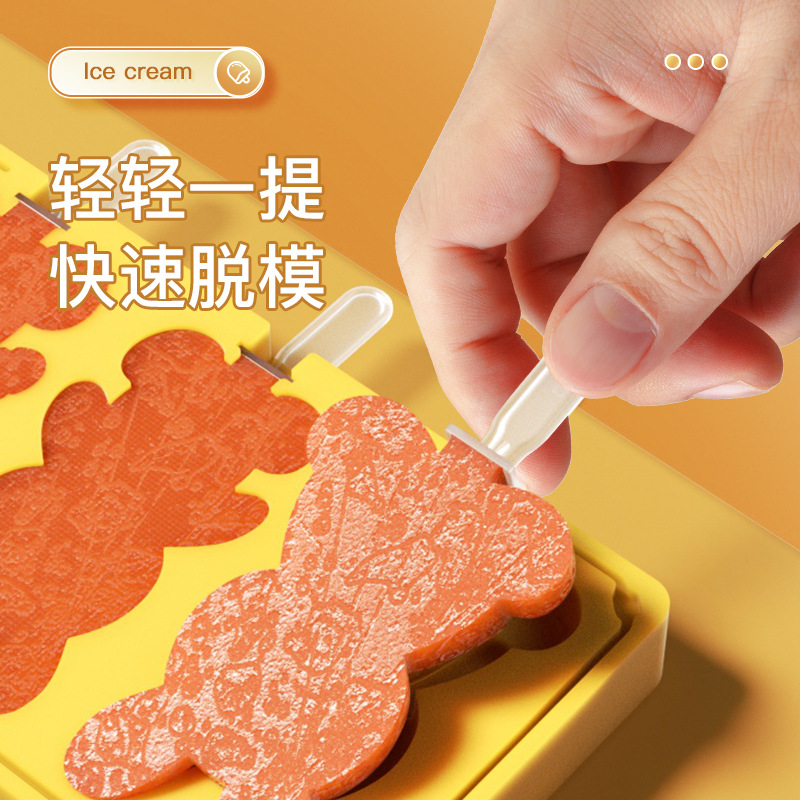 Ranura para tarjeta anti-sesgada de grado alimenticio paleta alfabeto número helado molde de helado de silicona de dibujos animados helado