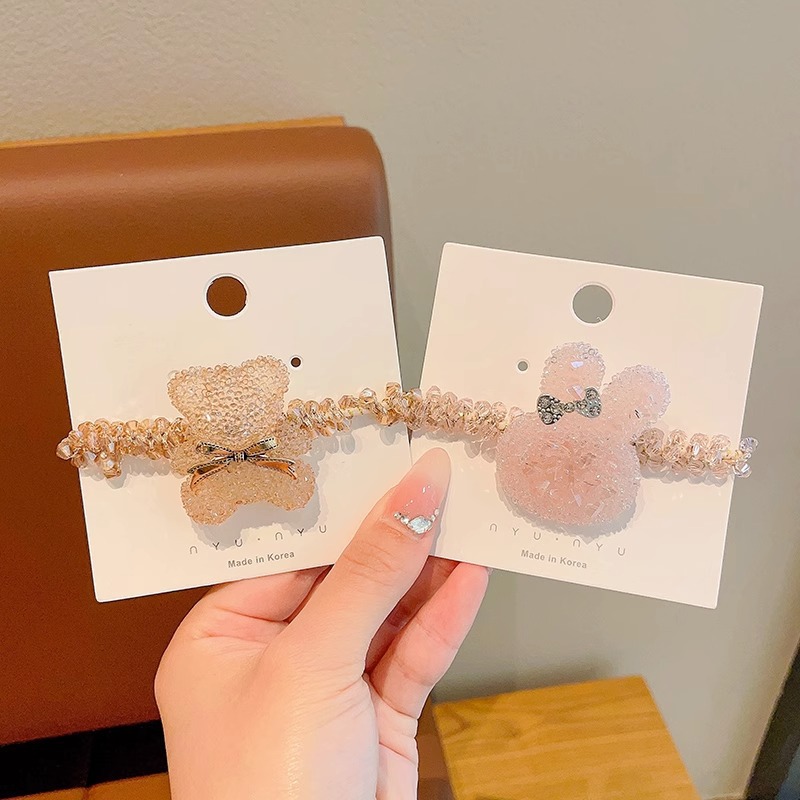 Niñas pelo banda tocado 2023 nueva diadema de los niños rhinestone conejo pelo cuerda alta elástica banda Goma