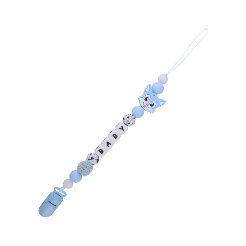 DIY creativo bebé suministros de dibujos animados de silicona Fox gato mordedor calmante bebé nombre chupete cadena molar anti-perdida cadena