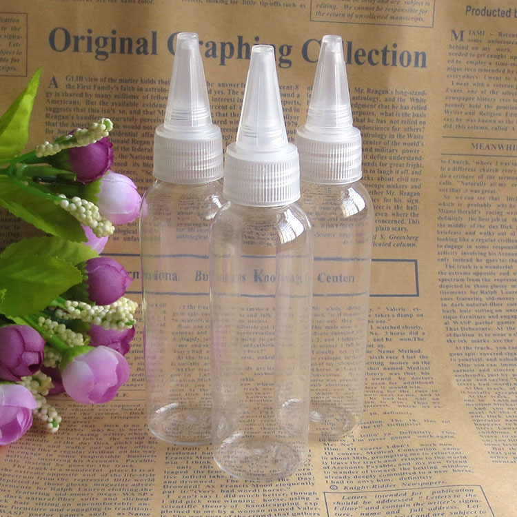 现货供应透明60ml毫升尖嘴瓶 电发水盖塑料瓶子 沙画瓶 油墨瓶