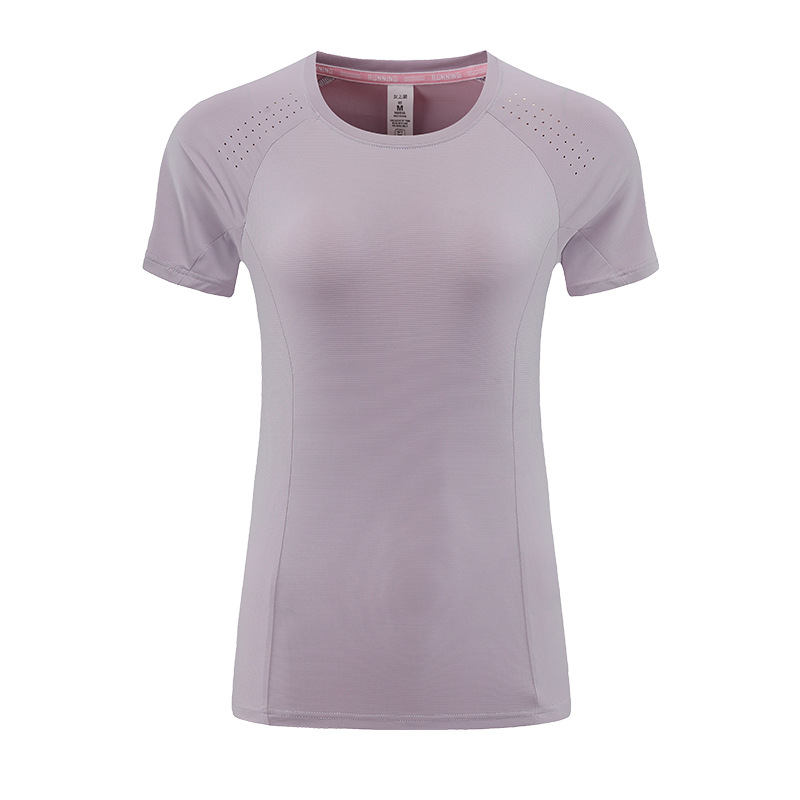 Europa y América transfronterizas camisetas de hielo de secado rápido delgado agujero de acondicionamiento físico transpirable de manga corta camisetas de yoga deportivas