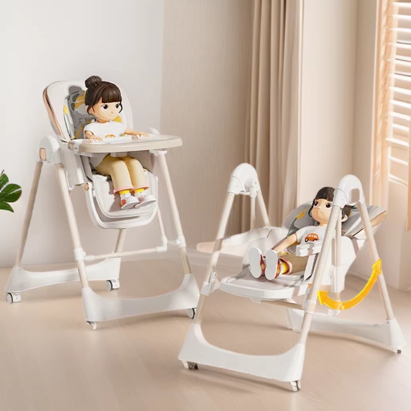 Multifunctional Baby Dining Chair for Ages 0-6, Foldable Children's Dining Chair and Rocking Chair Two-In-One