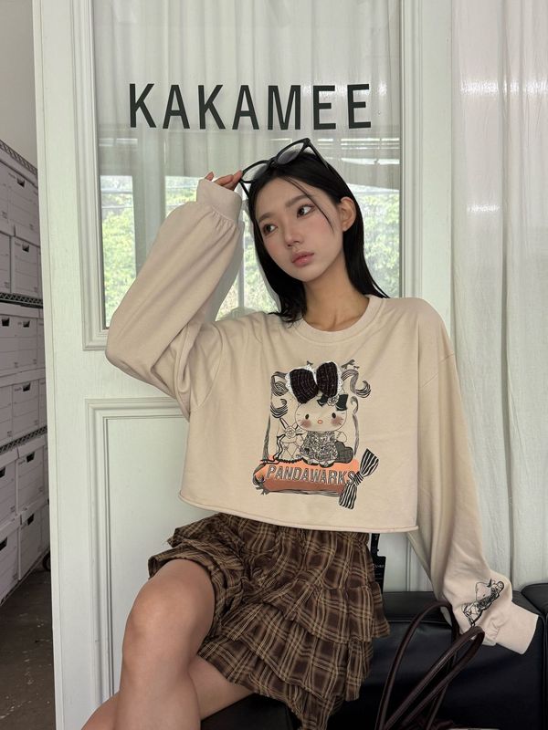 ME KAKAMEE十三行美式短款趣味KT卫衣配可拆蝴蝶结秋季上衣女8910|undefined
