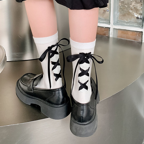 Heel strap bow socks for women Japanese style Lolita spring and autumn sweet girls jk uniform niche mid-calf stockings