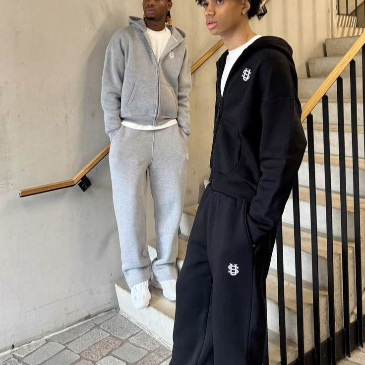 Cross-Border European and American Suvene Track Suits Street Trendy Hip-Hop Zipper Loose Pure Color Sports Suit