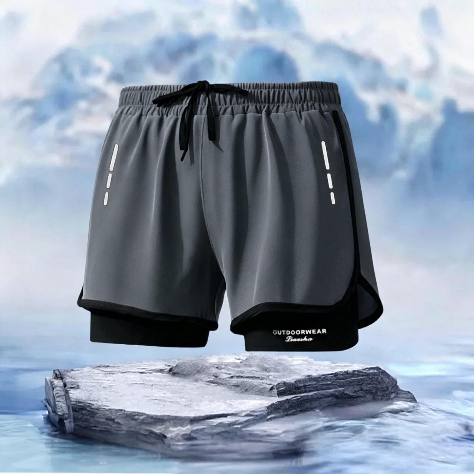 Bañador deportivo de doble capa de estilo explosivo transfronterizo, bóxer suelto de gran tamaño, anti-vergüenza, correr, fitness, bañador para hombre personalizado image 11