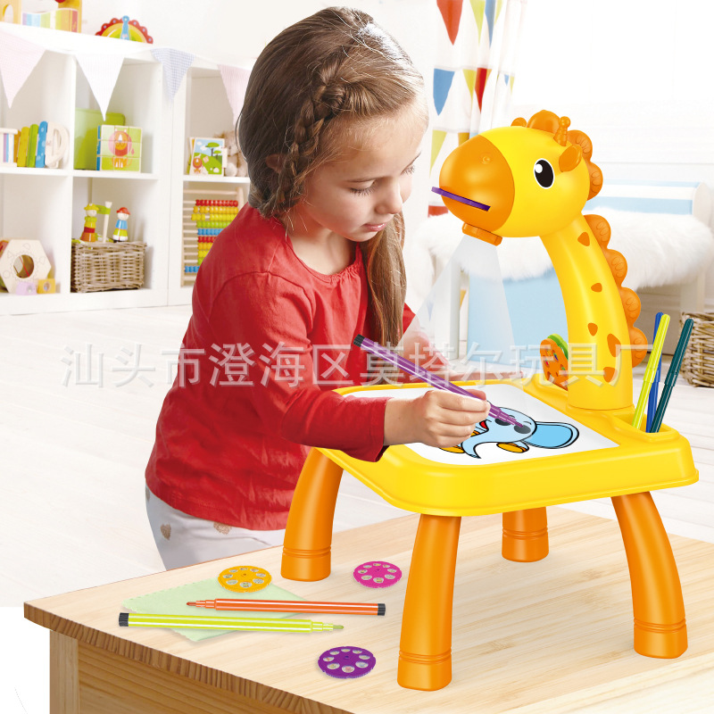 Cross-border deer projection painting toy writing drawing board children's multi-functional writing board luminous new product projection drawing board