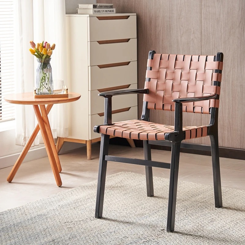 Silla de comedor minimalista italiana silla de cuero silla de comedor casera silla de mesa de escritorio nórdica silla de mahjong hotel