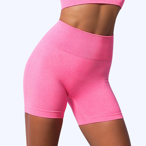 European and American quick-drying breathable threaded tight-fitting hip-raising high-waisted seamless yoga pants for women's cycling sports yoga fitness shorts
