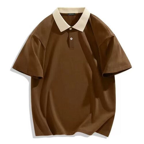 Men's and Women's Spring and Summer Short-Sleeve Collared Shirts with Color Block and Solid Color Simple Loose Turn-Up Collar Tops