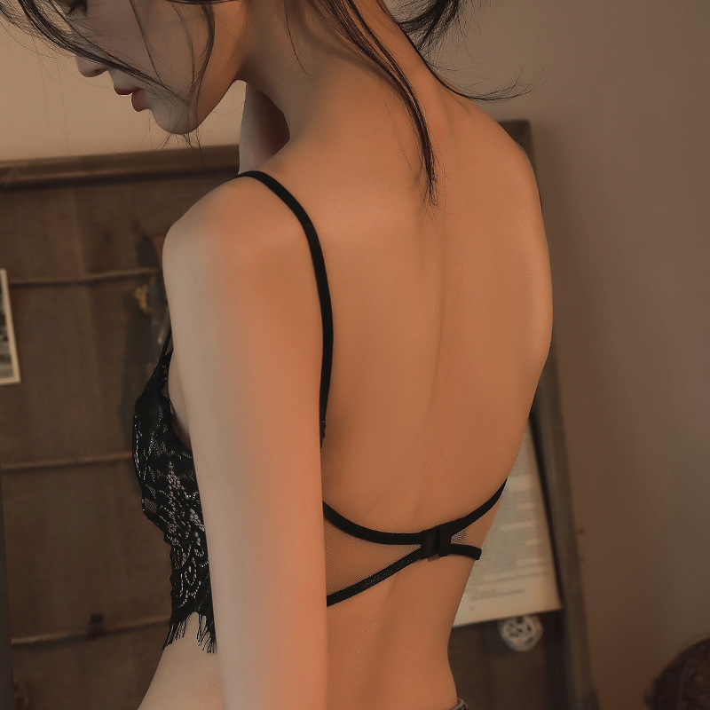 女性用クロスボーダーピュアセックス下着、薄い、大きな胸、通気性のあるサスペンダー、美しい背中のレースのセクシーなブラジャー|undefined
