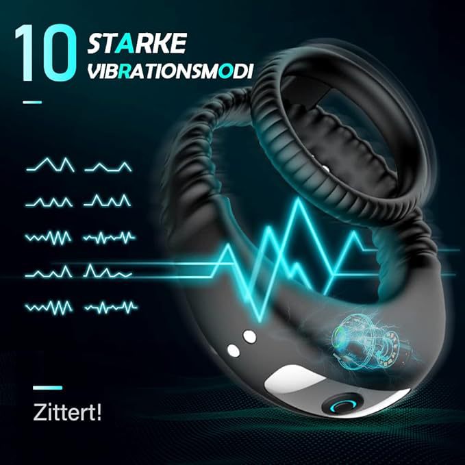Dual-Vibration Rechargeable Silicone Cock Ring with Locking Double-Band Design — detail image 4