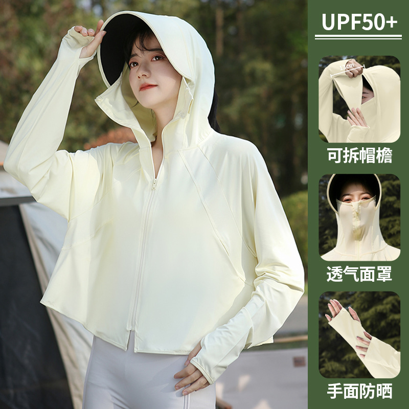 女性のための日焼け止め服夏 2025 新しいアイスシルク UPF50 + サイクリング日焼け止め服抗 UV 薄いブラウス|undefined