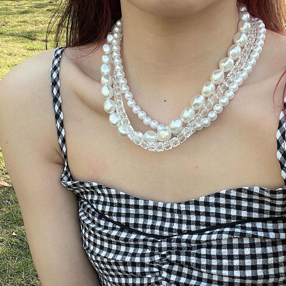 Fashion Multi-layer Winding Pearl Clavicle Chain Short Necklace display picture 1