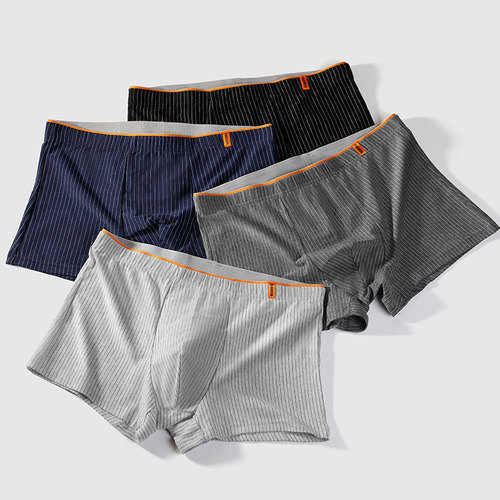Pure cotton men's underwear youth breathable boxer briefs men's cotton large size boxer briefs boys mid-waist underwear wholesale