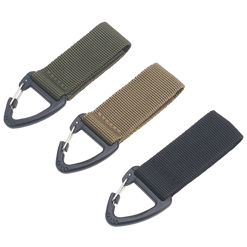 Tactical nylon correas mochila colgante hebilla de un solo punto triángulo hebilla mosquetón multifuncional accesorios tácticos llavero
