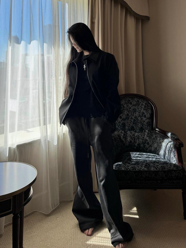 美式拼接假两件毛边外套男款春季潮牌cleanfit高级感正肩行政夹克|undefined