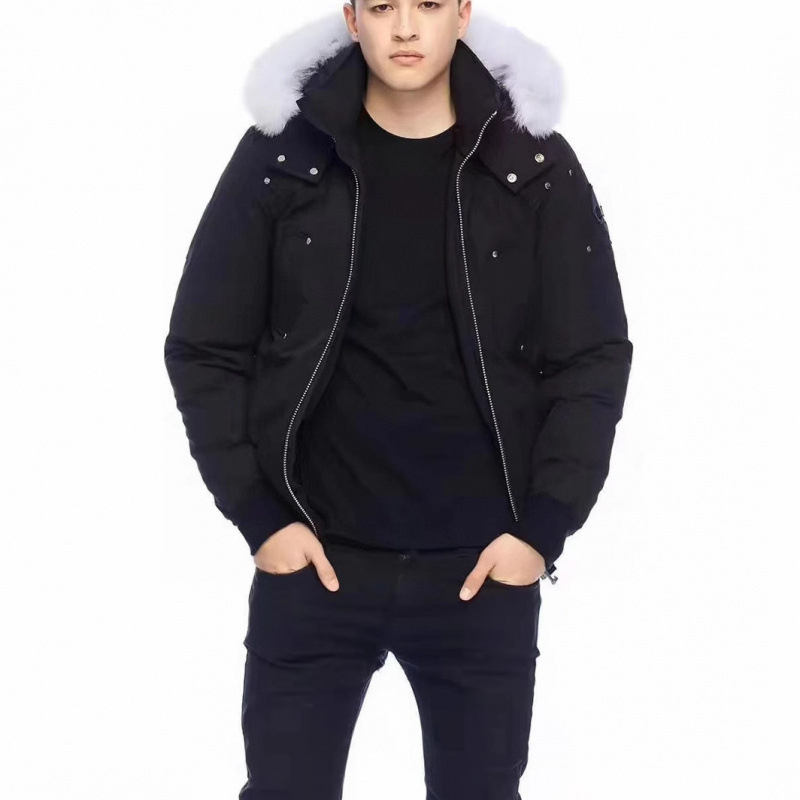 Cross-Border Supply Men's and Women's Scissor down Jacket Men Fox Fur Hooded Bomber down Jacke