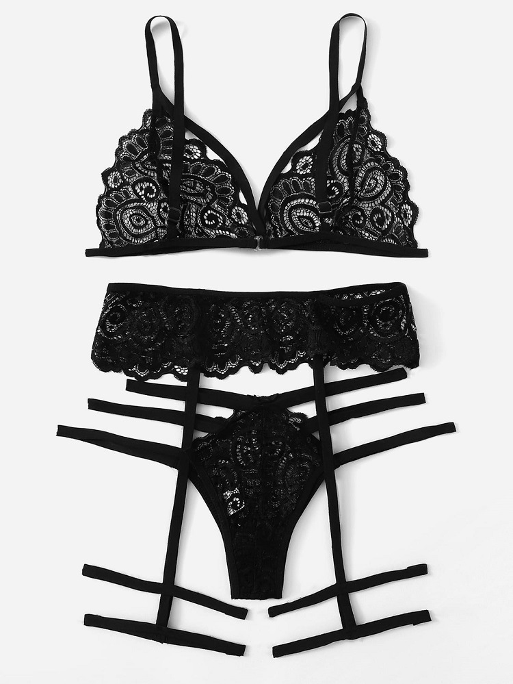 Three Point Lace Lingerie Set Image 2