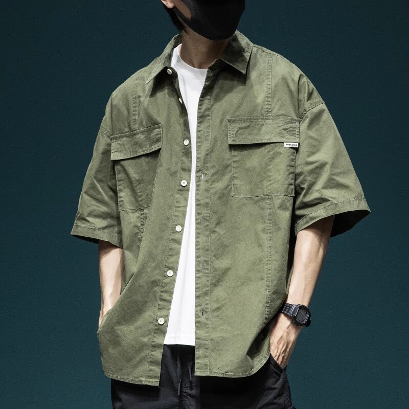 Summer Short-sleeved Shirt Men's Fashionable Brand Loose plus size New Style Jacket Fashionable Workwear Half-sleeved Casual All-match Shirt