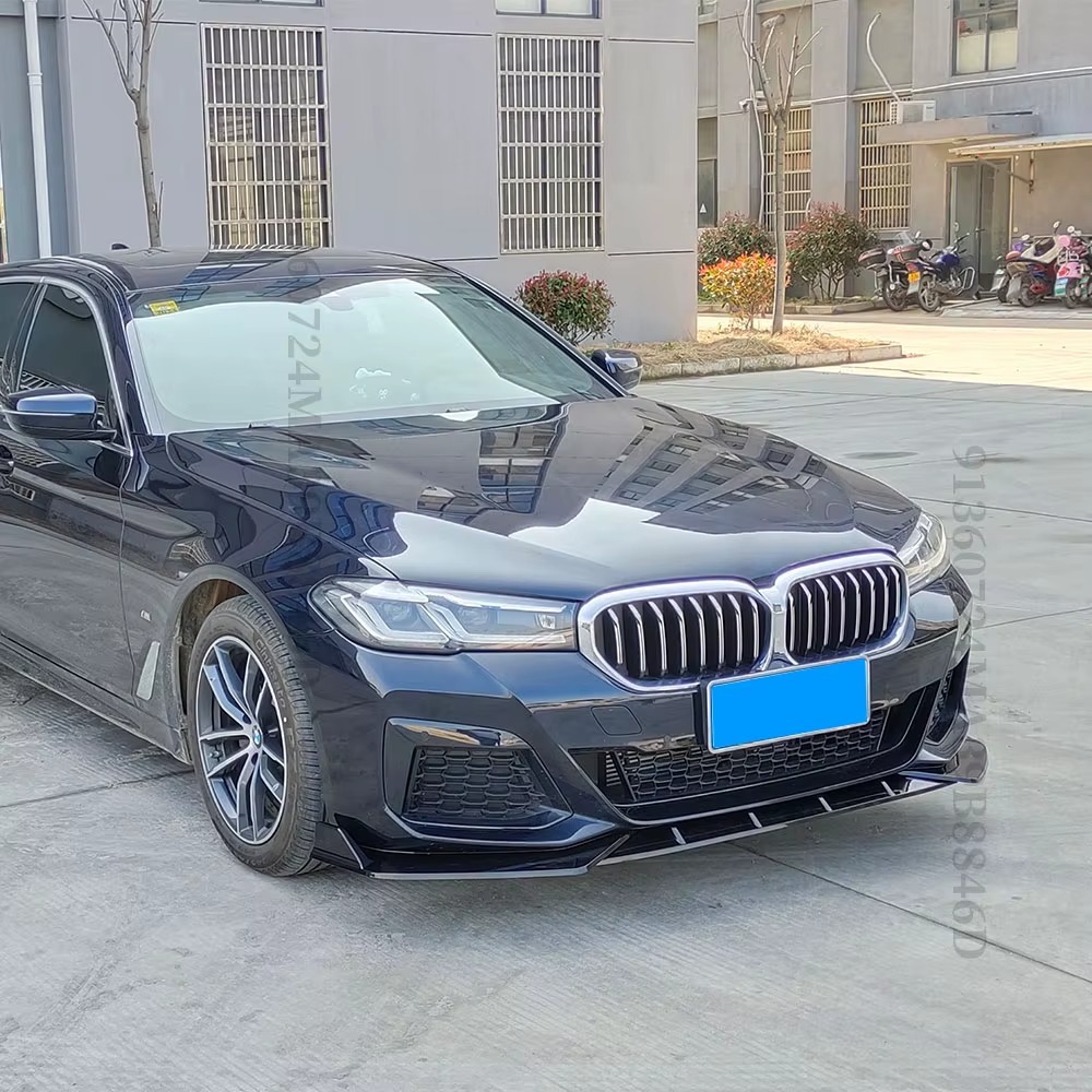 Bmw G30 Front Bumper Spoiler 5 Series Glossy Black Carbon Fiber Pattern Wind Blade Modified Front Splitter for 17-23 Models G30/G31