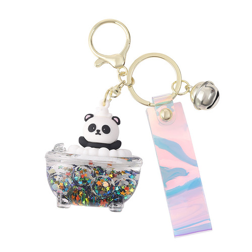 Oil-infused luminous bubble beads Sanrio acrylic quicksand bottle key chain pendant wholesale key chain gift pendant