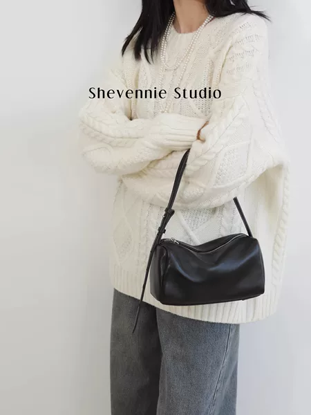 2026 Long-Termism Minimalist Sheepskin Single-Shoulder Underarm Baguette Bag Slouchy Cylinder Pen Holder Bag Women's Bag