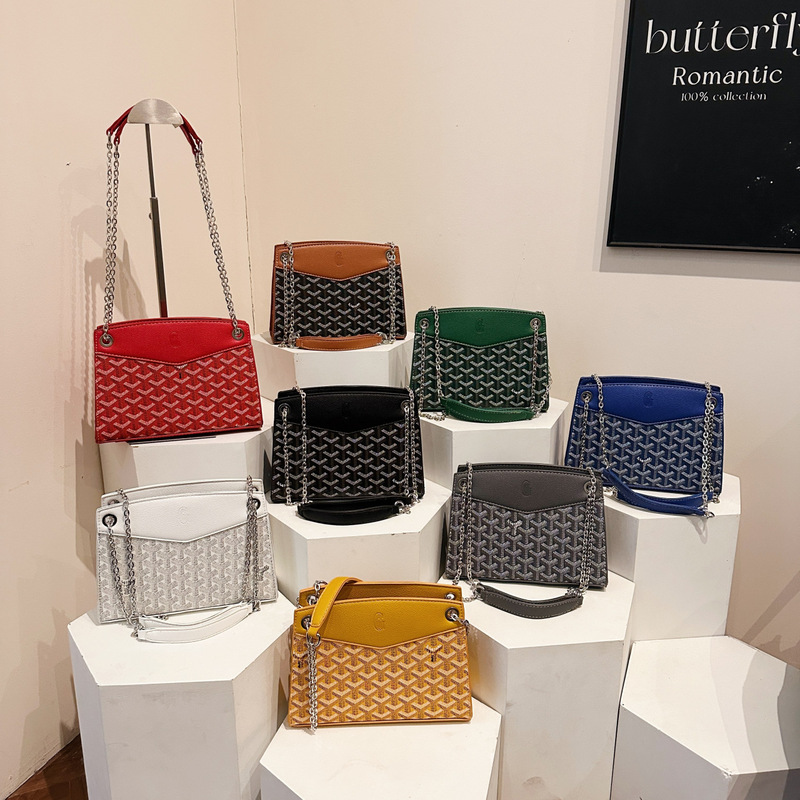 Foreign Trade New Goyard Goya Dog Tooth Bag Women's High-End Chain Small Square Bag Fashionable Versatile Crossbody Bag