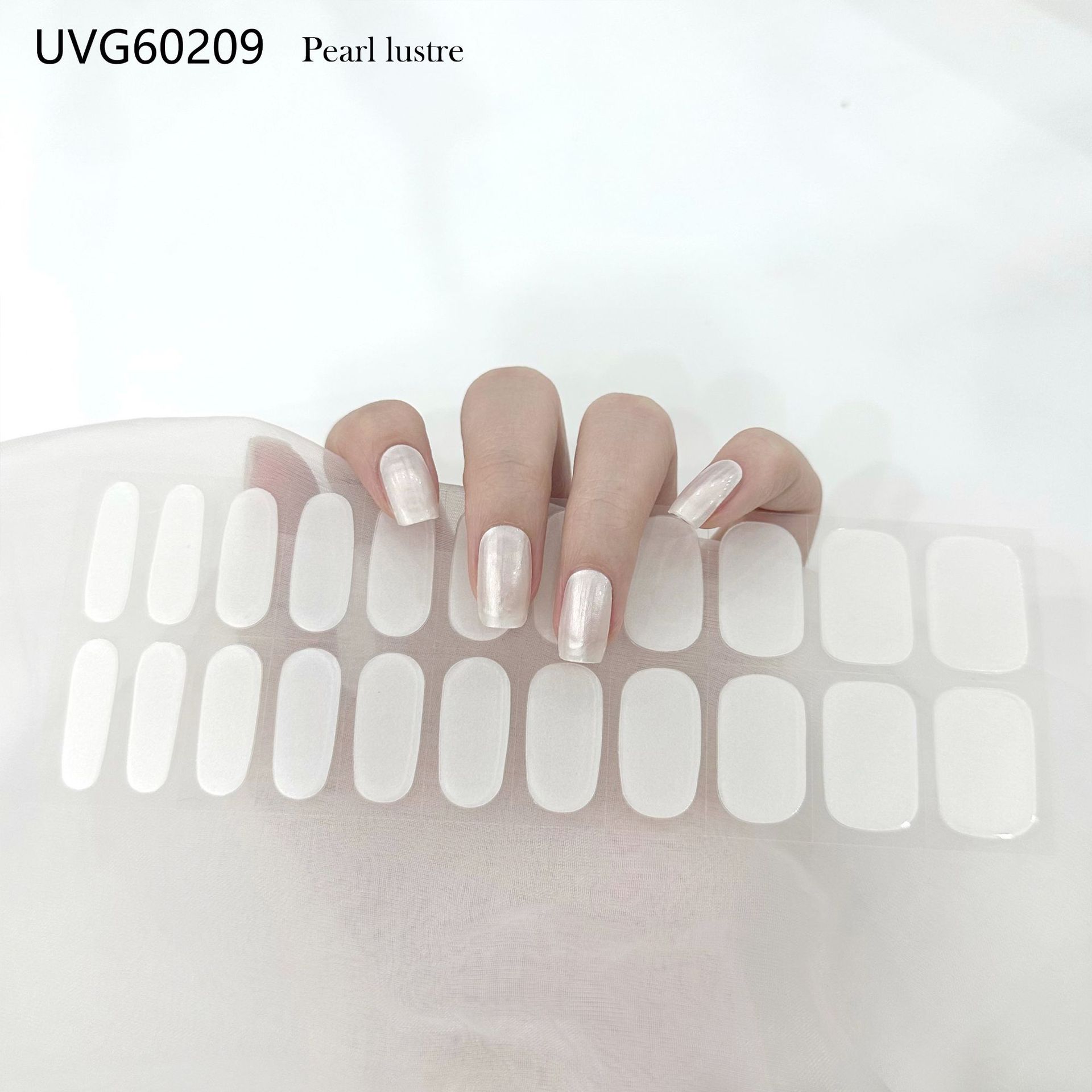Pegatinas de uñas de gel UV transparentes efecto hielo, semicuradas, con lámina dorada, fototerapia, efecto película de aceite