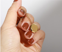 小众设计感实心八边形几何块蜂巢项链锁骨链 钛钢镀18K金毛衣链