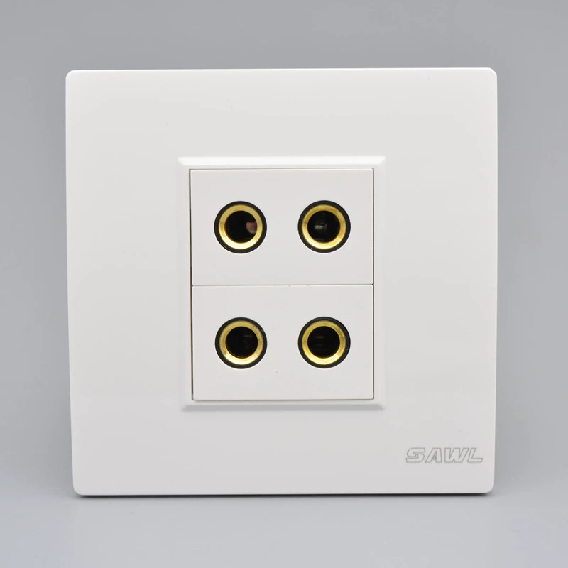 Гнездо для микрофона с 4 отверстиями, 86 Тип, двойной 6,5 без сварки, винтовой прижимной провод, четырехпортовый микрофон, двухпозиционная мультимедийная звуковая панель